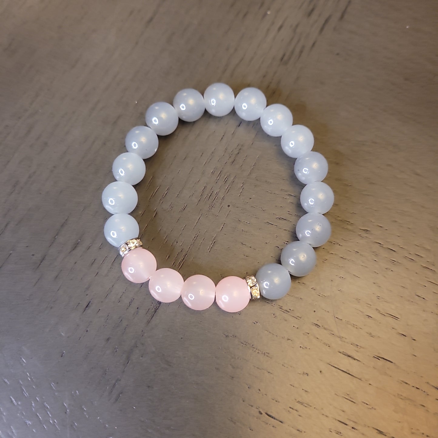 Pink /grey beaded bracelet