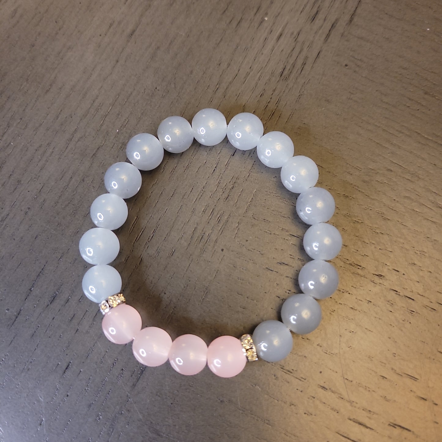 Pink /grey beaded bracelet