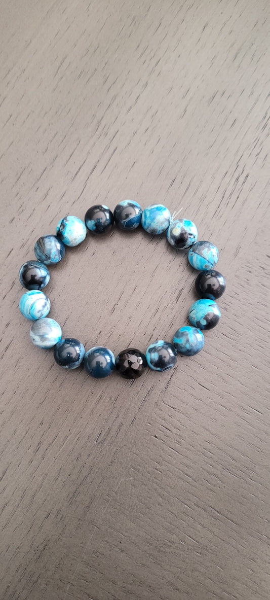 Blue swirl stretch bracelet