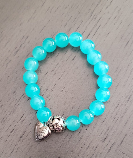 Ice blue heart charm bracelet