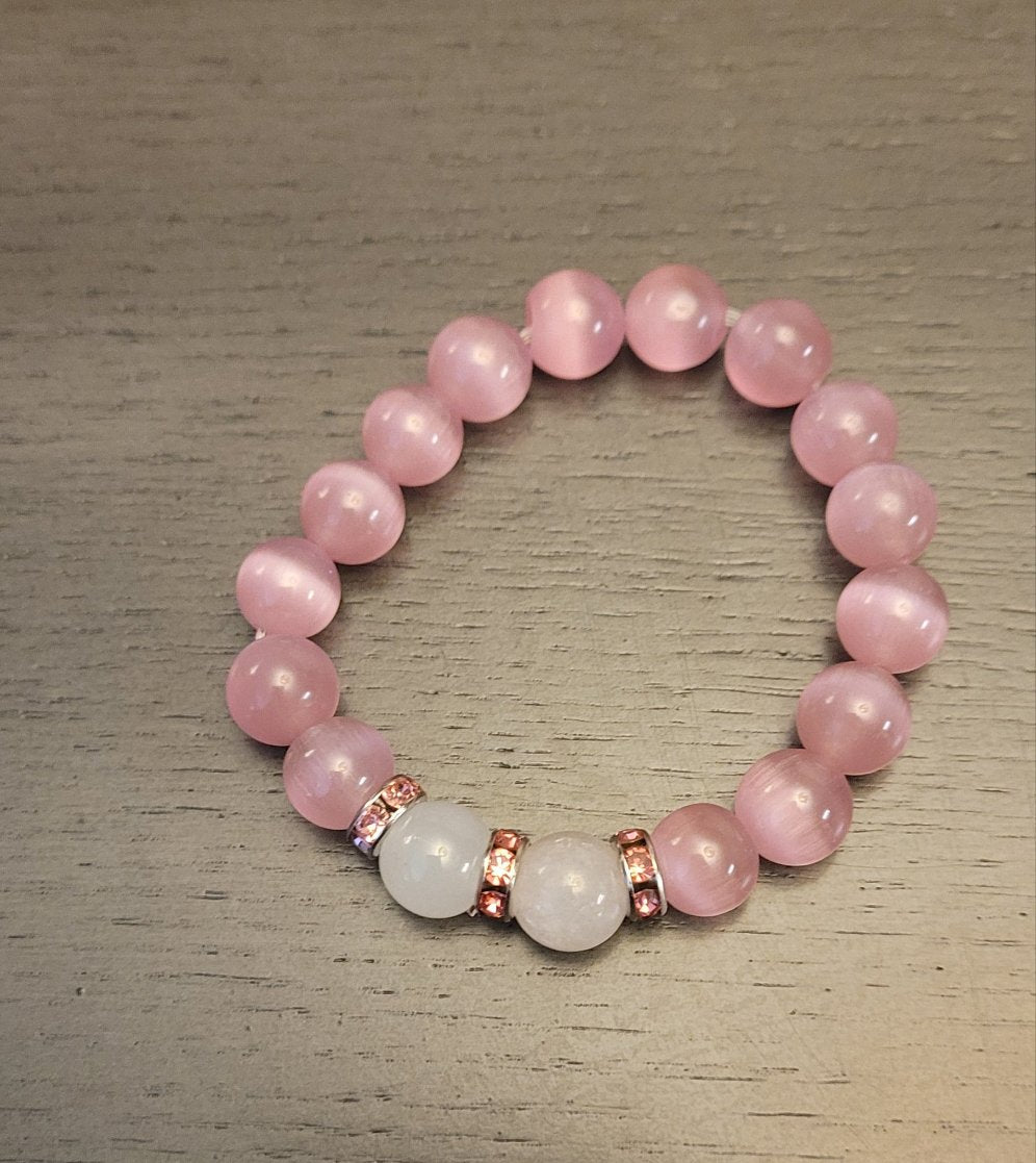 Pink/cream stretch bracelet