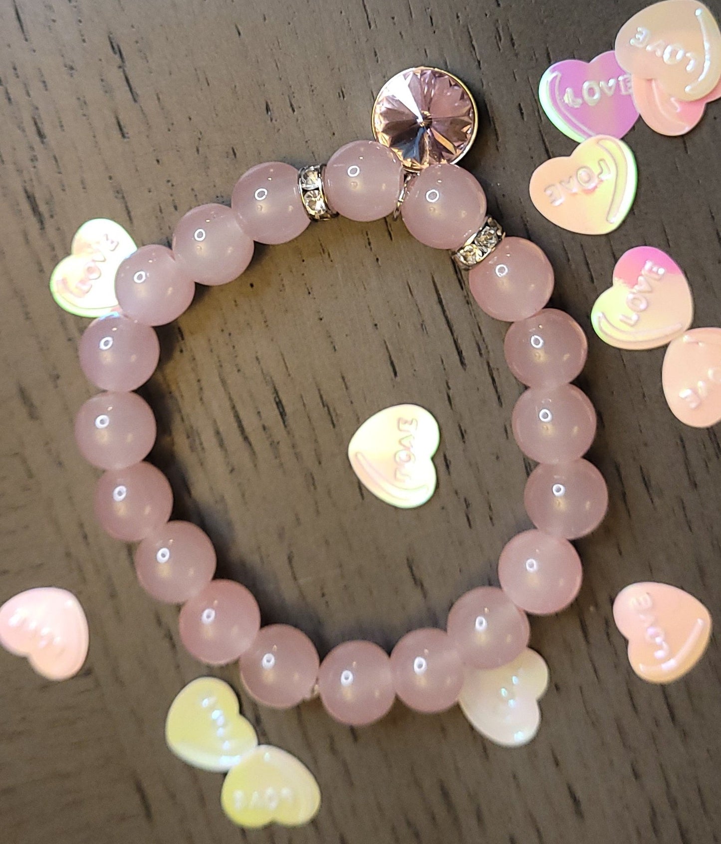 Pink gem charm bracelet