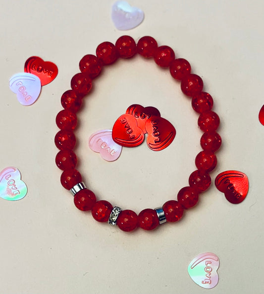 Red/silver stretch bracelet