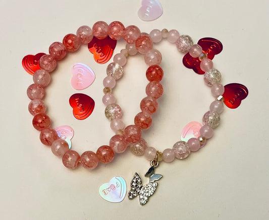 Pink set stretch bracelets